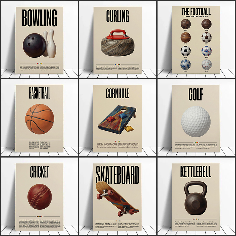 Sports Equipment For Boys - Vintage Retro Educational Sports Equipment Canvas