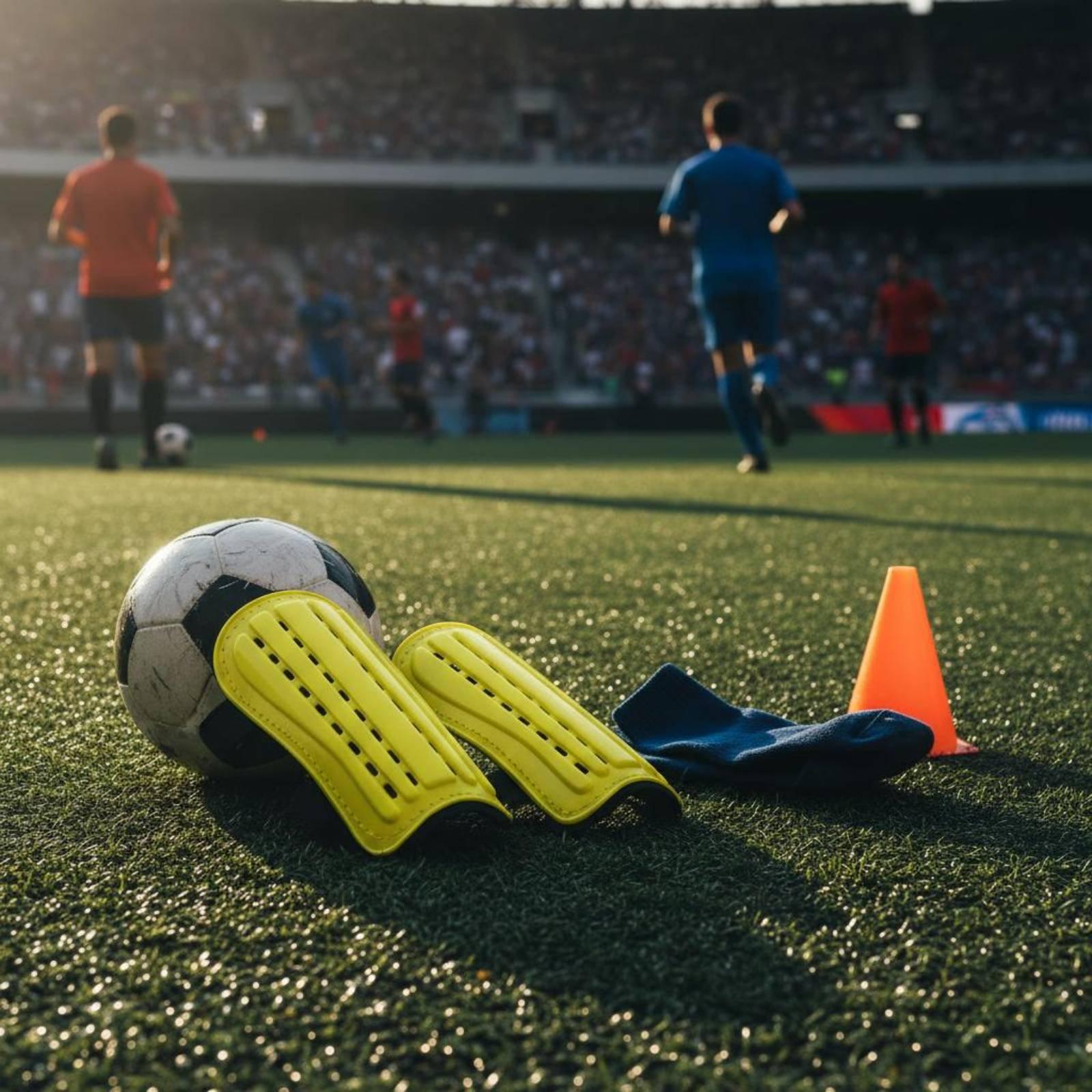 Sports Equipment Training - Soccer Shin Guards with Fastening Straps