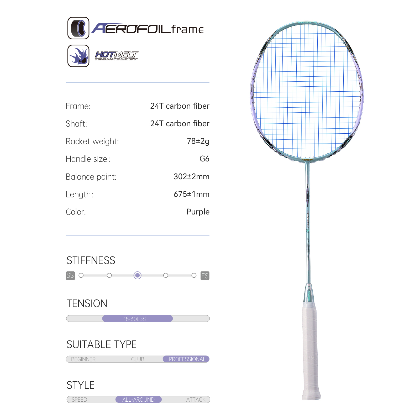 Kawasaki Badminton Racket Prof - Badminton Racket Carbon 评论和价格