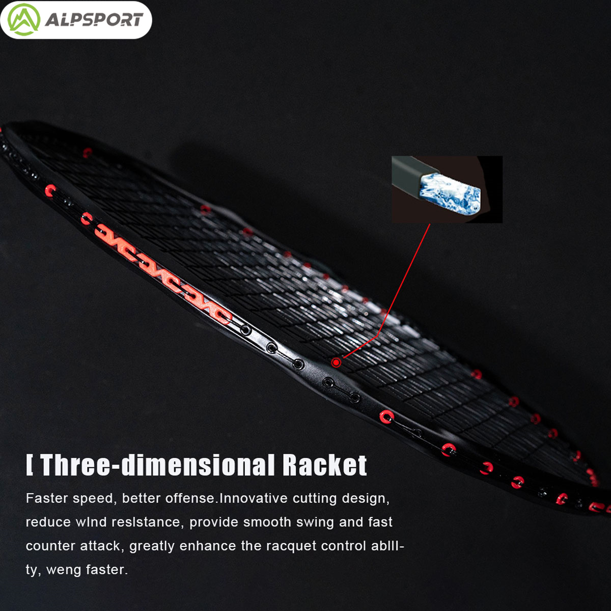Alpsport MH-V5 5U 75g Wave Leg - Badminton Racket Carbon 评论和价格
