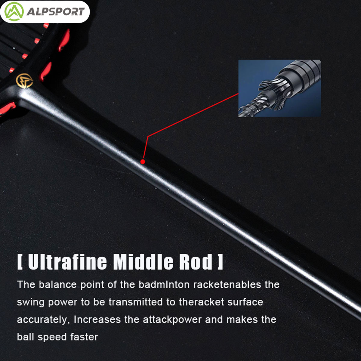 Alpsport MH-V5 5U 75g Wave Leg - Badminton Racket Carbon 评论和价格